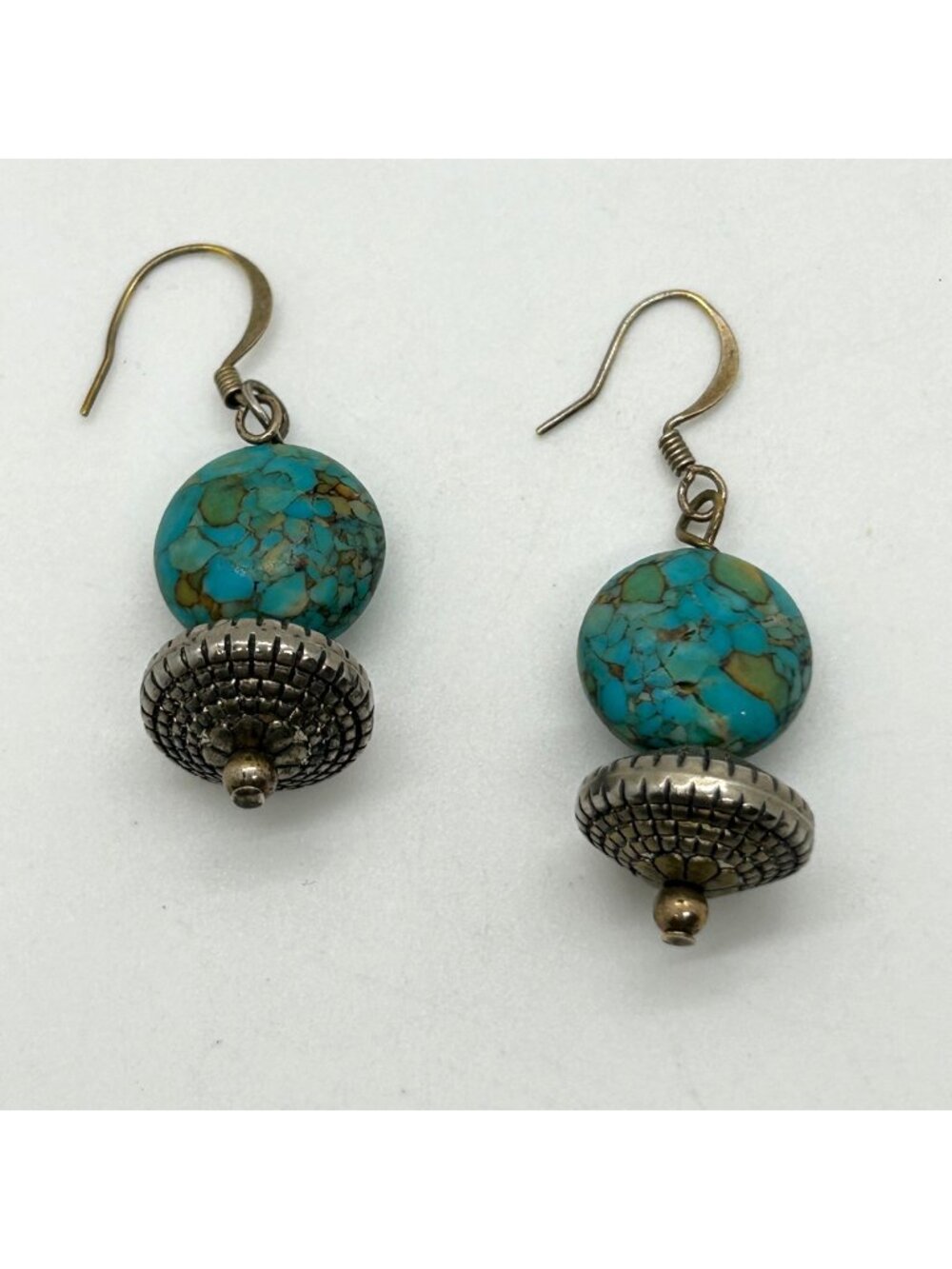 Turquoise-Colored Stone Dangle Drop Earrings Silver-Tone Boho Fashion Minimalist